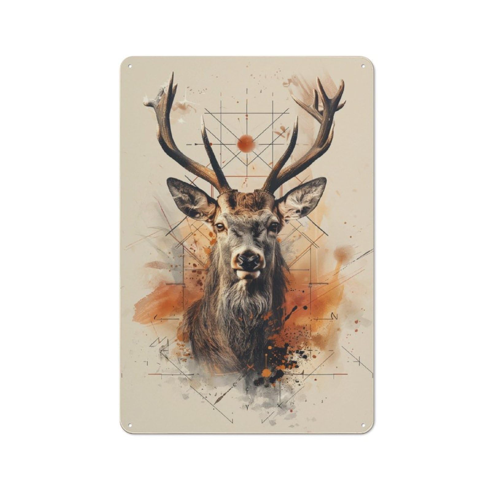 Deer Watercolor Rustic Metal Sign 30x20cm, Country Vintage Country Wall Plaque for Cottage, Kitchen, Hallway Or Breakfast Nook