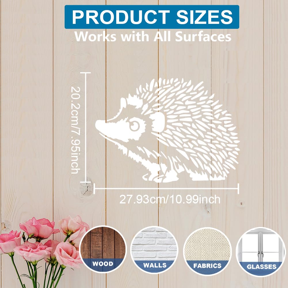 MAYJOYDIY Hedgehogs Stencil 11.8×11.8inch Large Wildlife Animal Painting Template With Paint Brush Reusable Nocturnal Animal Drawing Template For Wood...