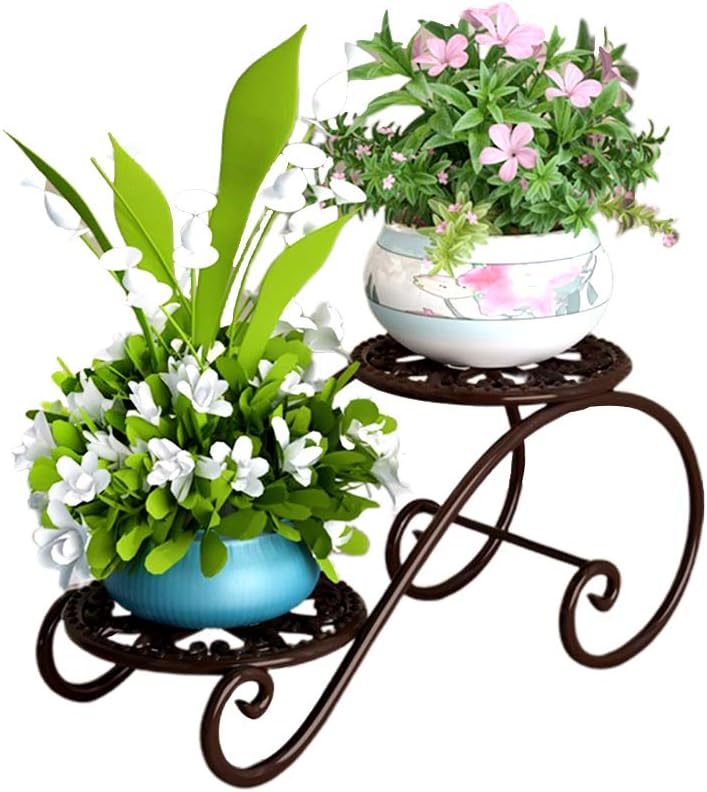 Plant Stand Indoor,Plant Holder Wrought Iron,Flower Rack Floor Standing,Double Layer Floor-Standing Flower Pot Stand,Suitable for Indoor Balcony Living Room