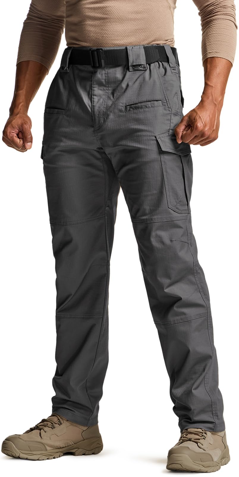 CQR Men's Flex Stretch Tactical Pants, Water Resistant Ripstop Cargo Pants, Lightweight EDC Outdoor Work Hiking Pants — view 32