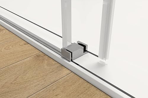 Miniatura 5 de Puertas de ducha sin marco de 56-60 pulgadas de ancho x 76 pulgadas de alto de ancho ajustable, deslizante, de 38 pulgadas (0.394 in), vidrio