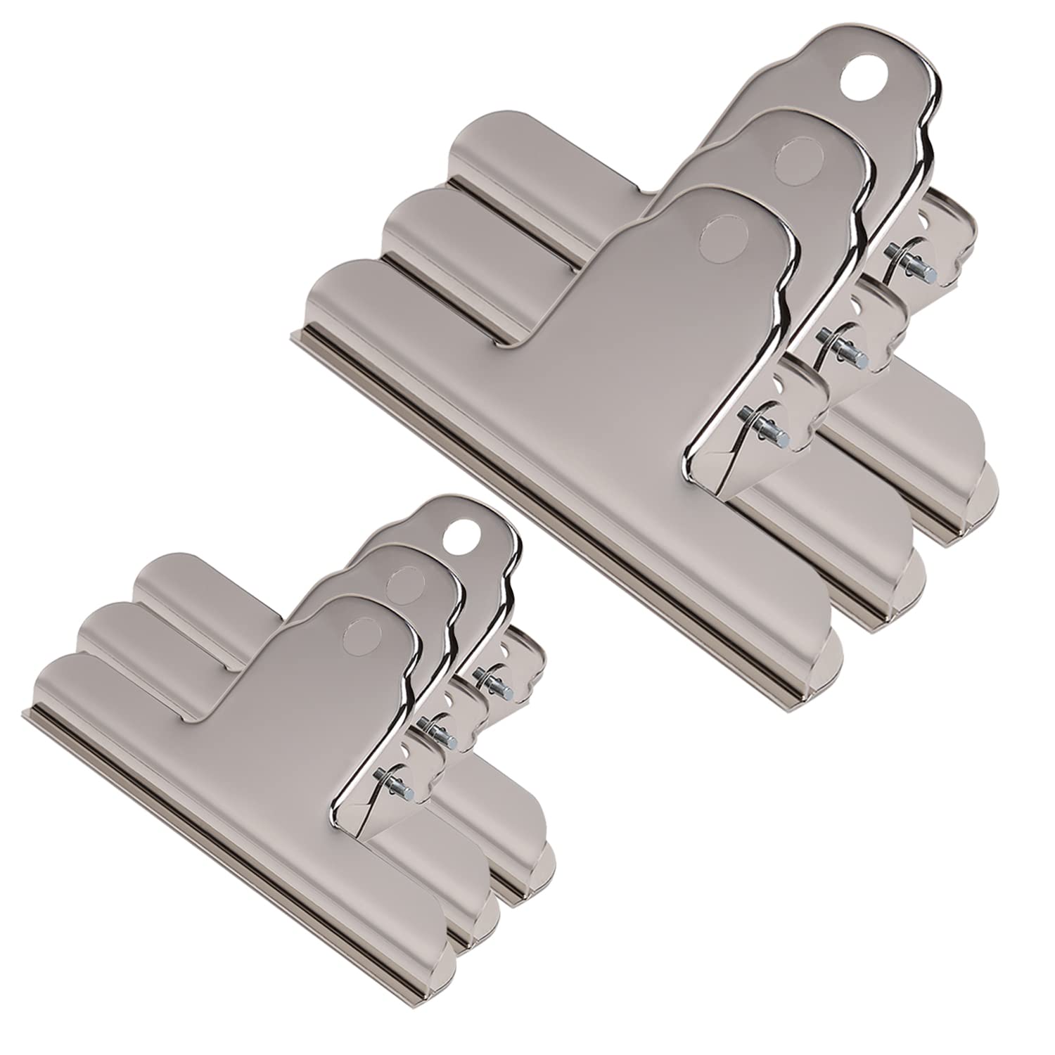 6pcs Stainless Steel Hinge Clips, Large Clip Power Metal Iron Shelf Clothespin Art Easel Clip Billing Information to Organize Small Tickets Clips Office Storage