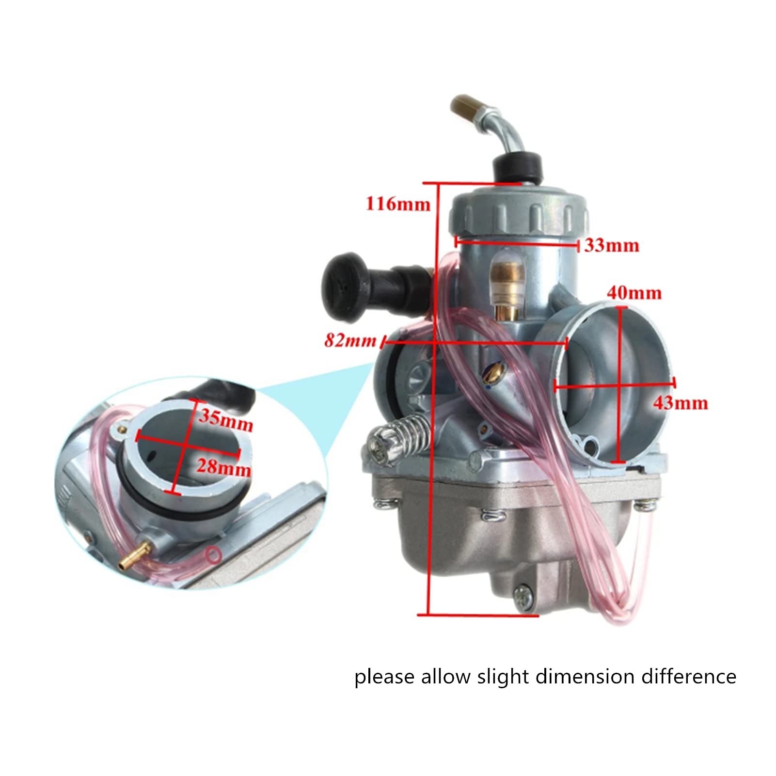 Viviance Moteur carburateur 28mm Compatible avec VM24 Compatible avec Yamaha SR 125 YFS200 DT100 125175 RT100 180 TTR125 YZ80 YZ85 Compatible avec Suzuki RM60 65 80