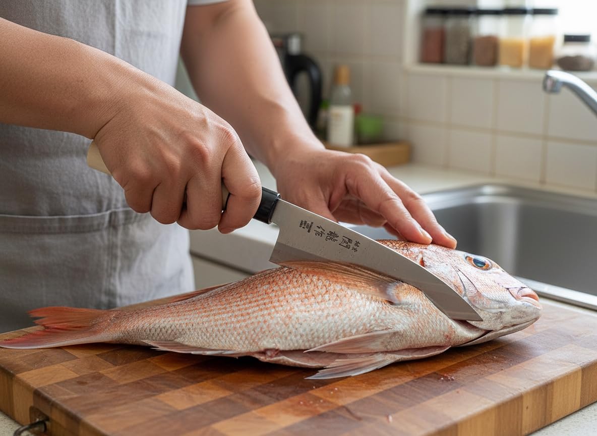 Cocktail7 - Juego de 2 cuchillos tradicionales japoneses especiales, juego de cuchillos Sashimi Yanagiba 21 cm + cuchillo Mini Deba 10,5 cm, hoja de acero inoxidable 420 J2, Mitre de nailon, fabricado