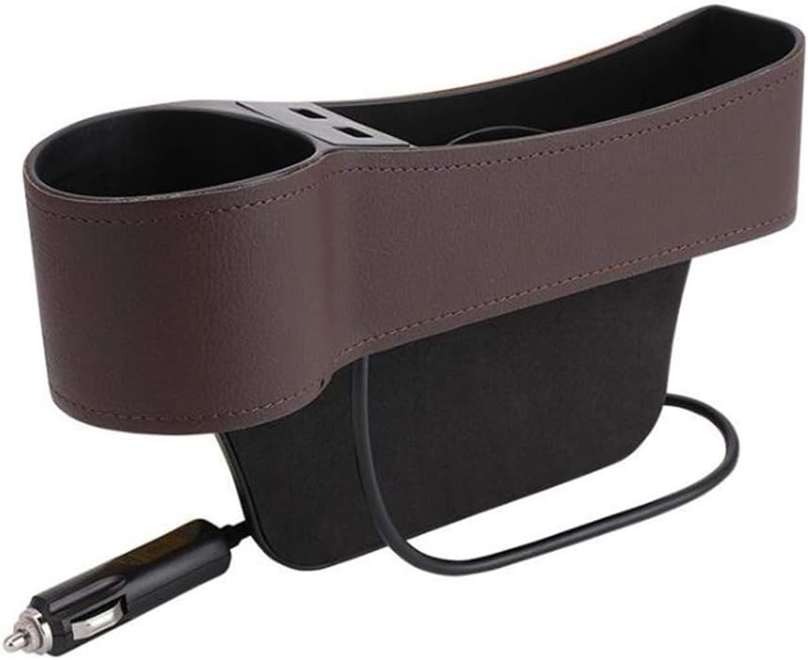 Caja Almacenamiento Asiento Coche, Organizador Cuero PU Asiento Coche, Organizador Relleno Huecos Laterales Asiento Coche, Orden Almacenamiento Bolsillo Hueco AutomáTico(Brown,Co-Pilot)