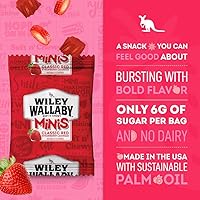Vista 4 de Bolas de regaliz mini Wiley Wallaby 0.5 onzas, regaliz rojo clásico australiano suave y masticable gourmet, bolsas de caramelo, paquete de 80