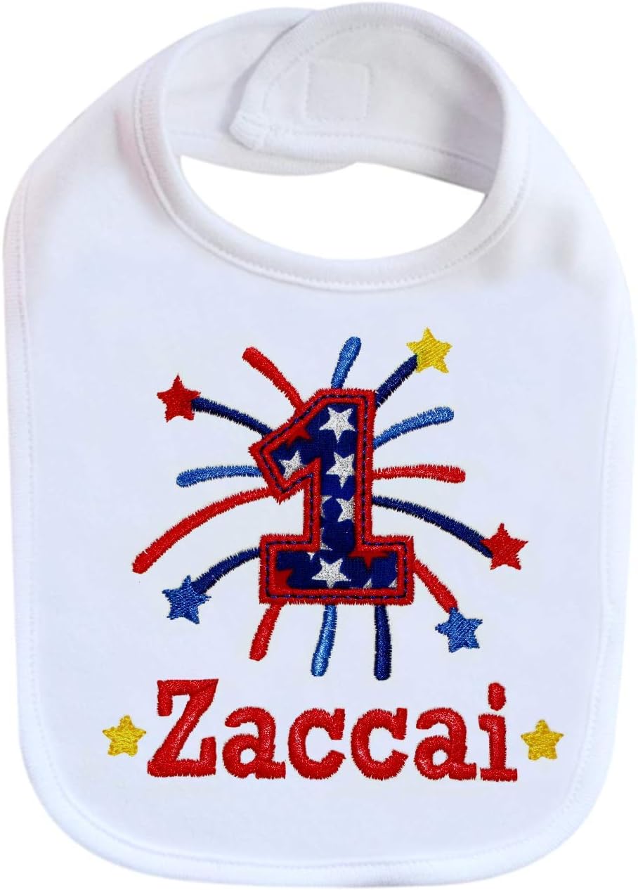 First 4th of July Bib Patriotic Unisex Bib Personalized with Baby Name