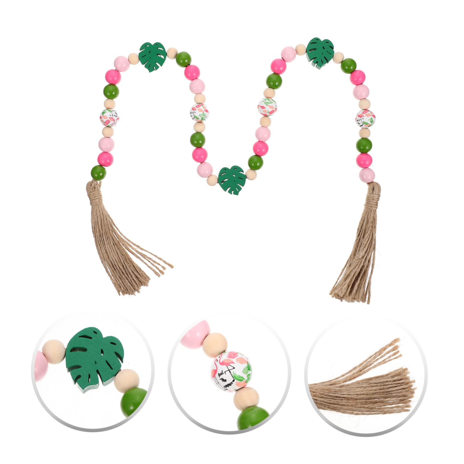 Amosfun 5St Flamingo-Holzperlenkette Quasten künstlich Fallen Kiefer Perldraht Perlen Dekoration Schlafzimmer Bedroom Decoration hängende Verzierung aus Holzperlen Sommer perlengirlande
