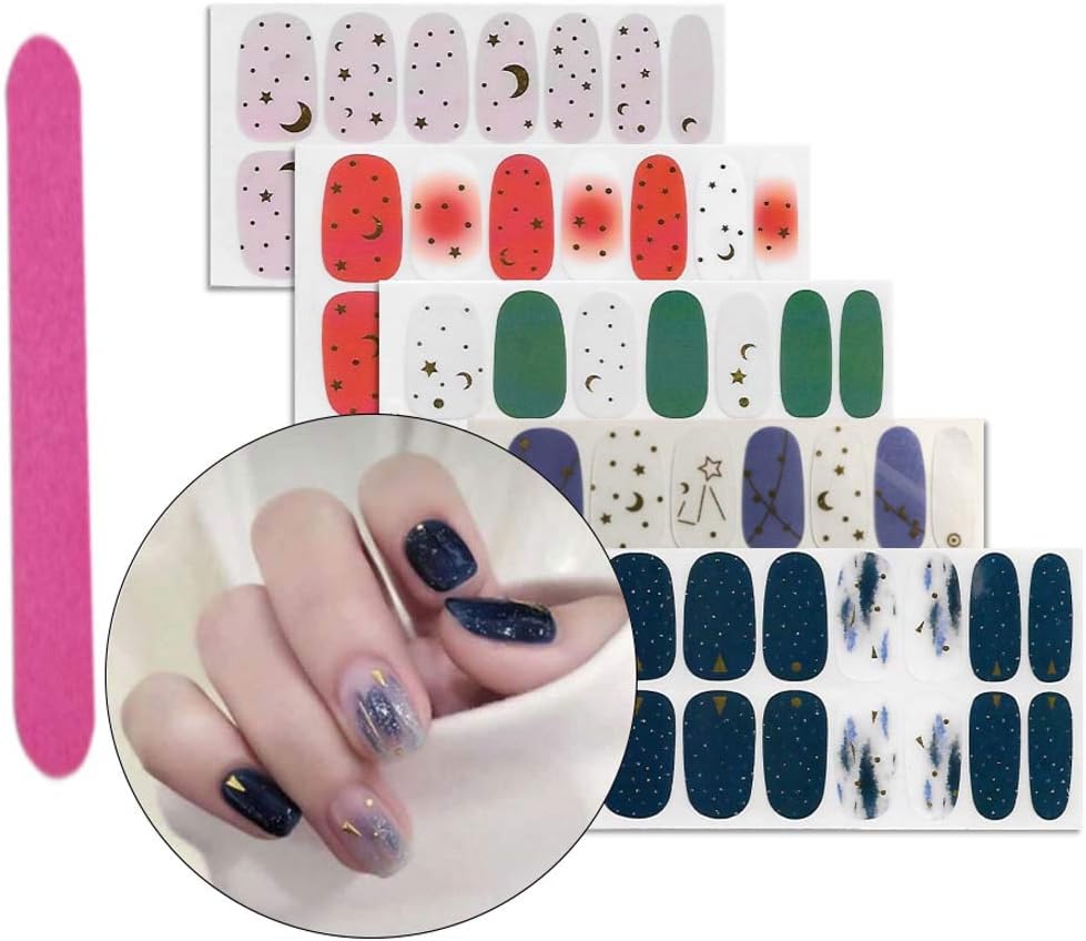 Poliphili 5 Sheets False Full Nail Wraps Art Polish