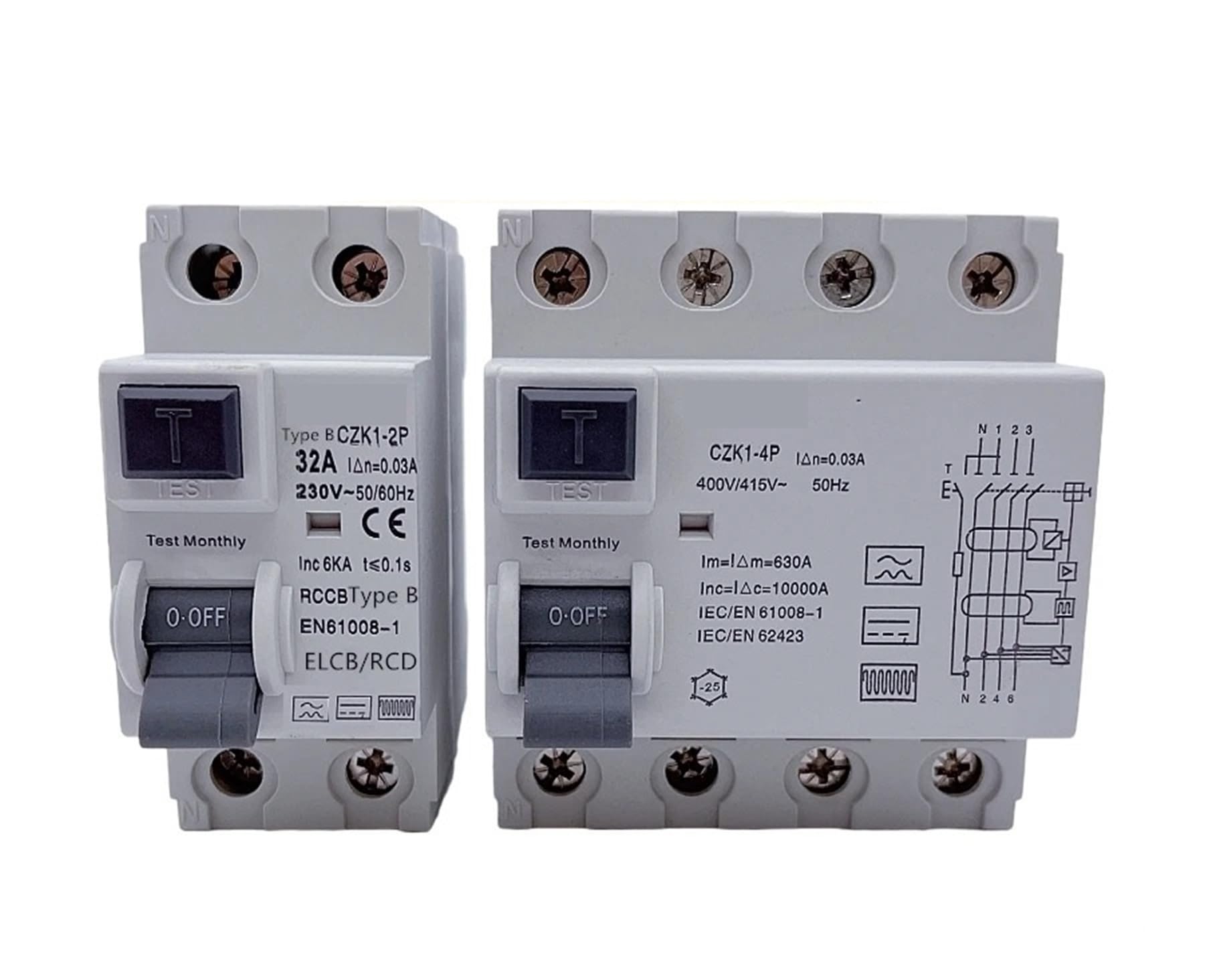Disjoncteur Type B pour borne de recharge Evse domestique 2P 63A 30ma 220V