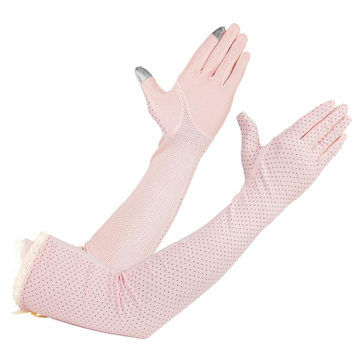 sannidhi SANNIDHI® Gloves for Sun Protection Gloves, Full Hand Gloves for Women Bike Riding, Cotton Driving Gloves for Women, Summer Breathable UV Gloves for Driving, Golfing (1 Pairs, Touchscreen Design)-picture-0