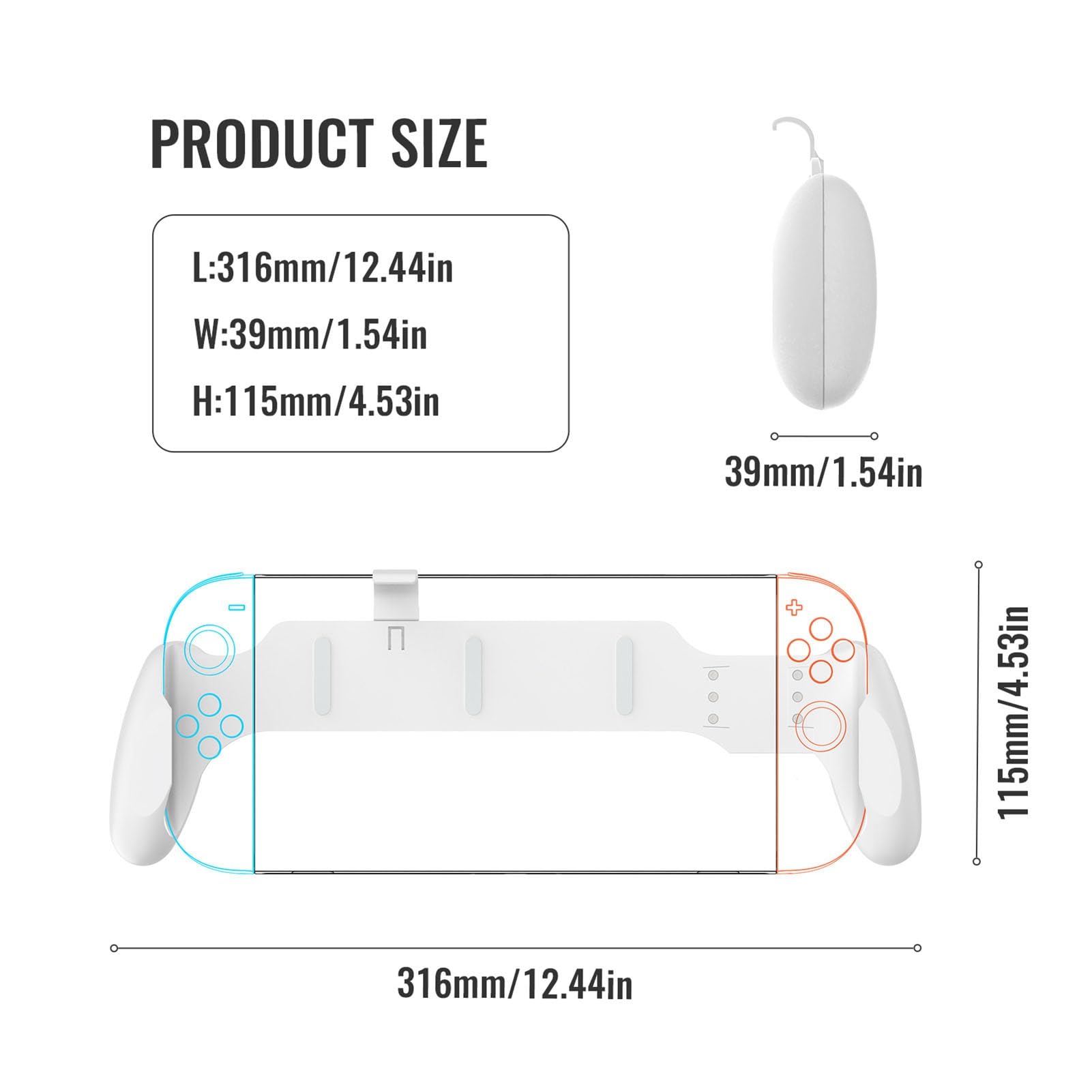 Ejoyous Impugnatura per 2, Impugnatura Asimmetrica per Console di Gioco in ABS, Maniglia Ergonomica Antiscivolo per 2 2025 OLED e, Comfort Leggero per Giochi Portatili (WHITE)