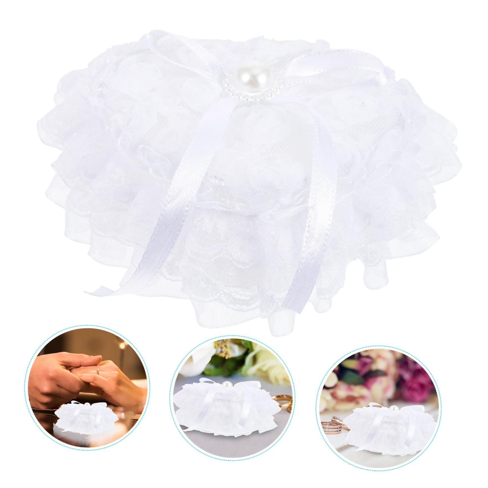 NAMOARLY Heart Shape Ring Pillow for Wedding Ring Holder Pillow Lace Romantic Wedding Decorations