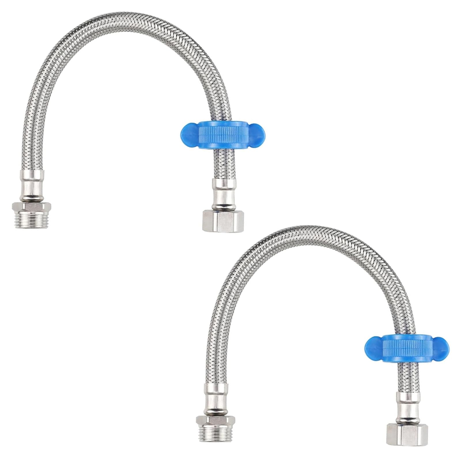 Wjelet 2 Pcs 30cm Flexible Pipe Extension BSP 1/2" Male to BSP 1/2" Female Flexible Pipe Stainless Steel Braided Hose Tap Connector Pipefor Toilet/Taps Fitting