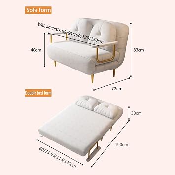 Folding Sofa Bed Portable Fold Out Chair Bed with Back Support Convertible Futon Settee Futon Recliner Lounge Recliner Sleeper Sofa for Living Room Spare Room Bedroom Fold Out Chair Bed