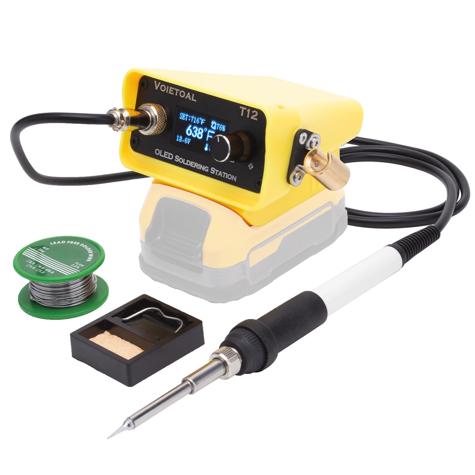 Photo 1 of Portable Cordless Soldering Iron Station with T12 Tip for dewalt 20V Max Battery, OLED Display, Precise Heat Control up to 896°F, ºC/ºF Conversion, Auto Sleep, Welding Tool for DIY, Repair (Tool Only)