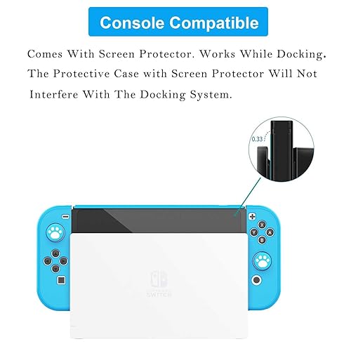 Miniatura 3 de COMCOOL Dockable Case for Nintendo Switch OLED 2021 - Protective Cover Accessories for NS OLED and Joy-Con Controller with Screen Protector - Skyblue
