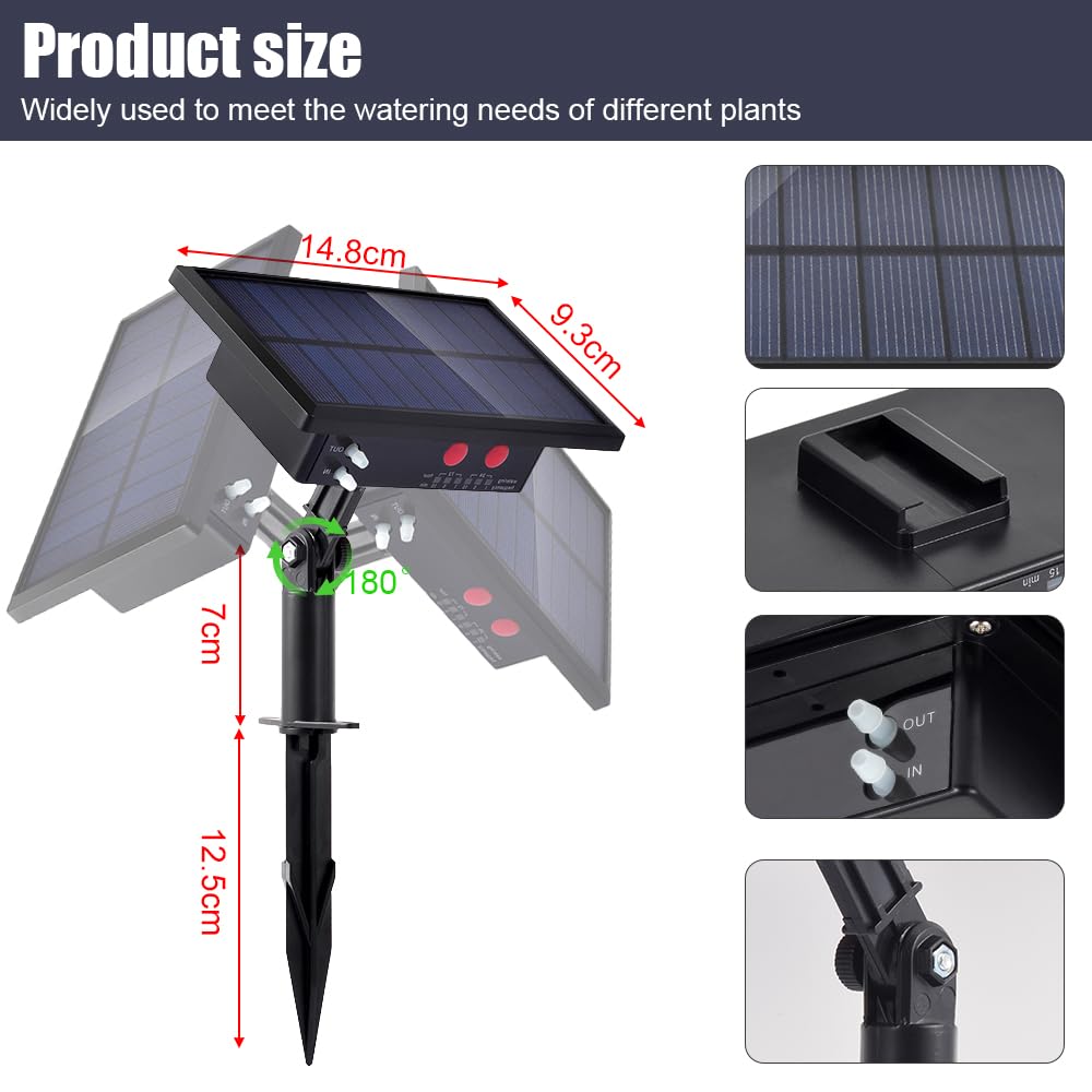 Solar bewässerungssystem, 10M automatische bewässerung hochbeet tröpfchenbewässerung, selbstbewässerungssystem mit Timer im garten, balkon, topfpflanzen, zimmerpflanzen, balkonpflanzen (Packung mit 2)