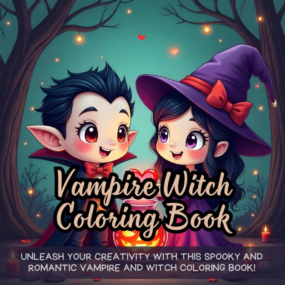 Vampire Witch Coloring Book: Unleash your creativity with this spooky and romantic vampire and witch coloring book!