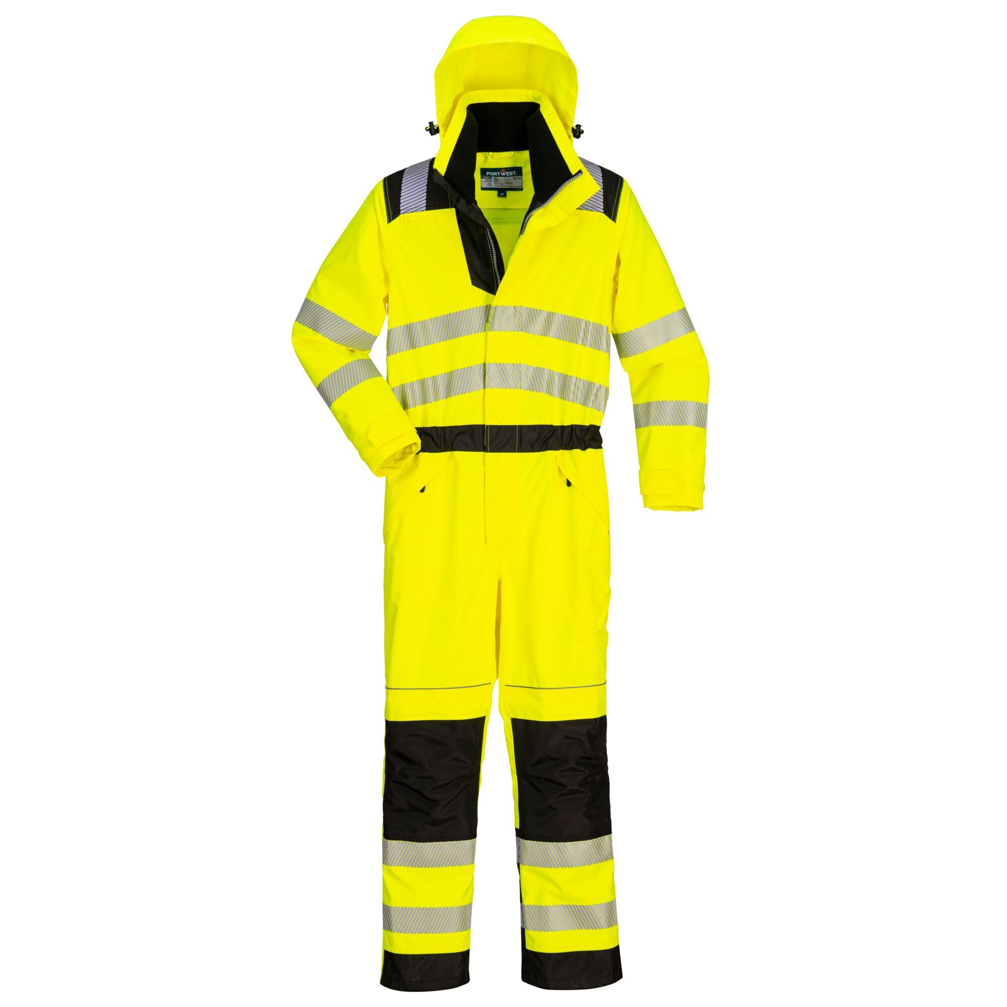 PORTWEST Combinaison de pluie haute visibilité PW3 Jaune/Noir XL - FR(50-52) - UK(40-41) - Vêtements de travail