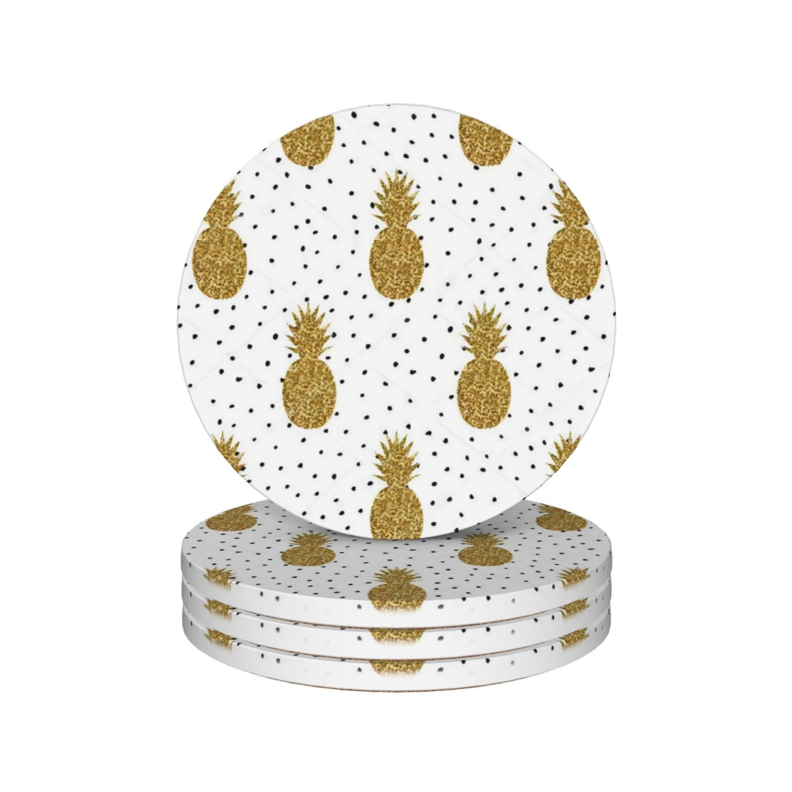 Dessous de verre ananas lot de 4 en céramique ronde