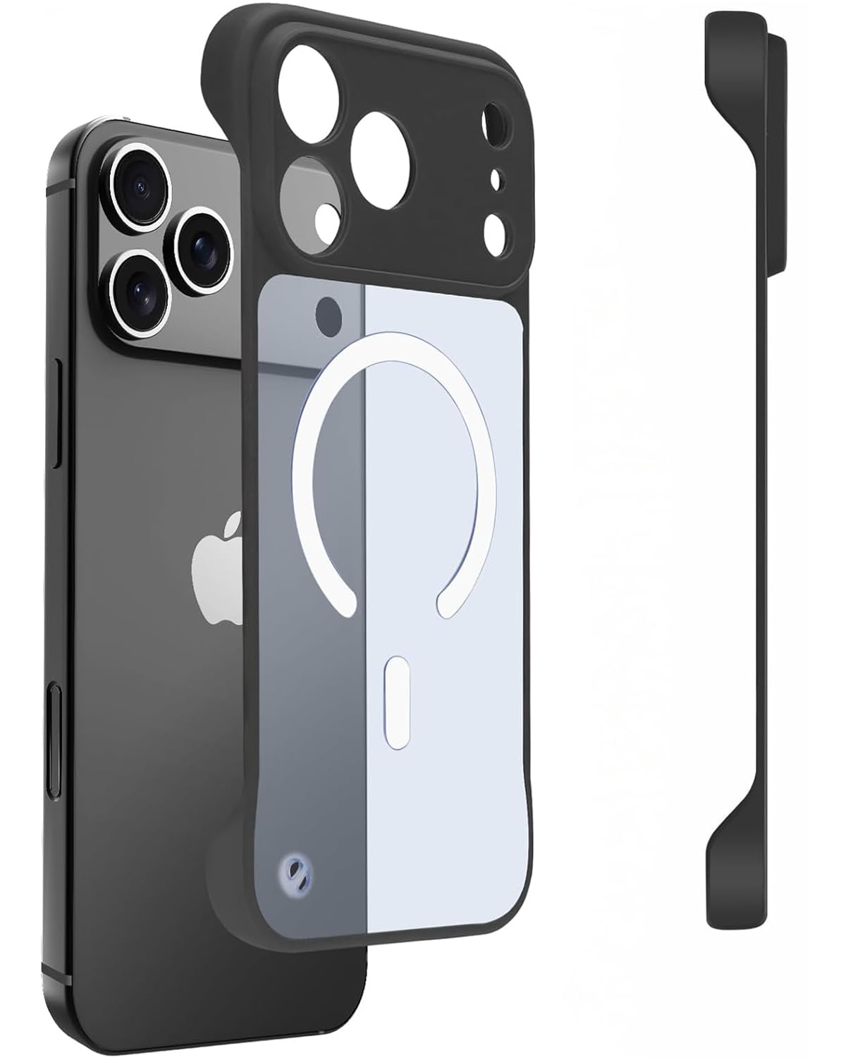 ★iPhone 15ProMax ケース フレームレス 黒色 クリア メイク 鏡 ☆iPhone 15ProMax ケース フレームレス 黒色 クリア メイク 鏡