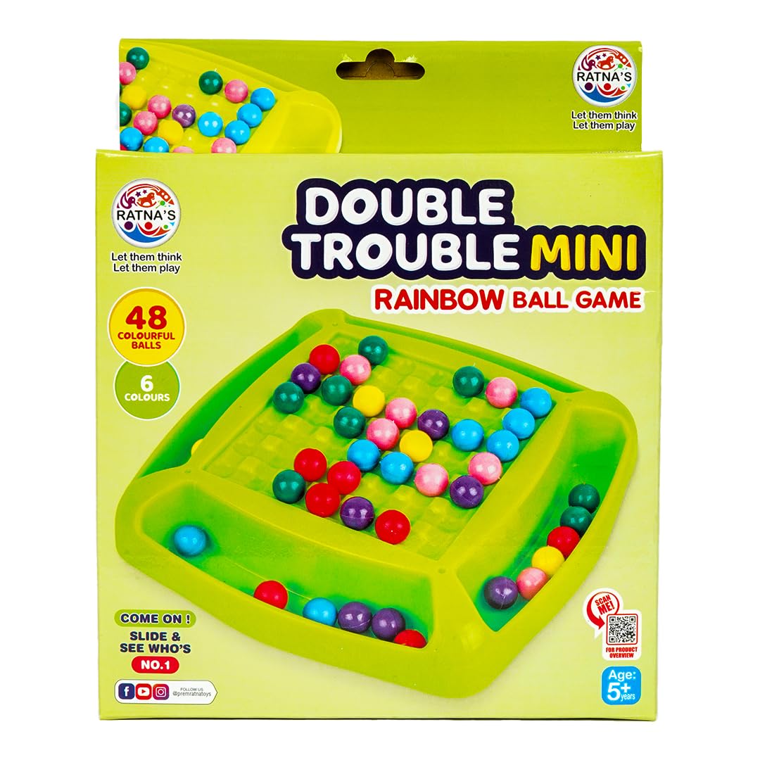 RATNA'S Double Trouble Mini Rainbow Ball Game, 48 Colourful Balls, 6 Colours, Ages 5+, Board Game, Travel & Pocket Game for 2-4 Players - Image 8 thumbnail