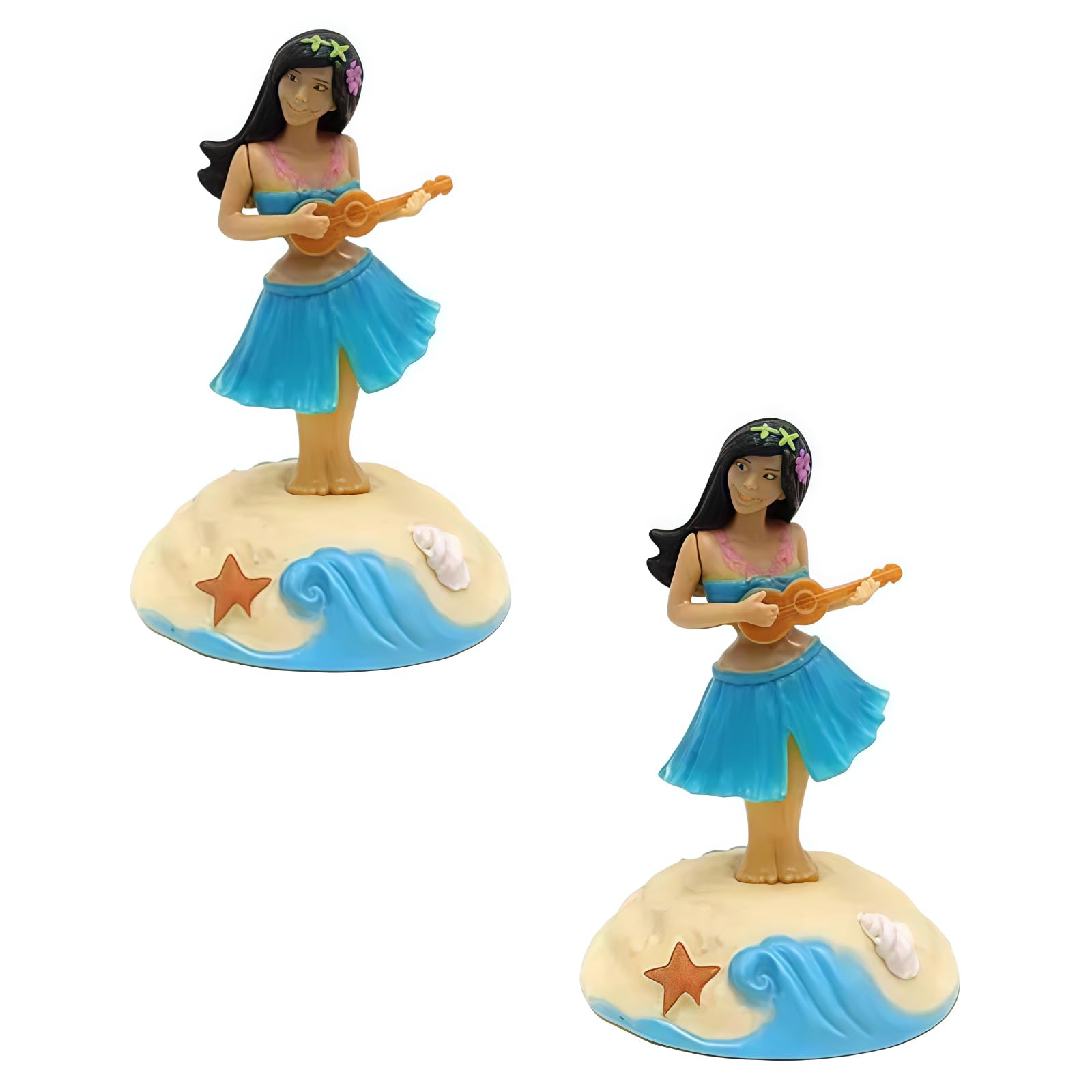 Wpppan 2Pcs Solar Powered Dancing Figures Decoration - Solar Shaking Head Ornaments Hula Girl - Solar Powered Car Dashboard Interior Decoration Desktop