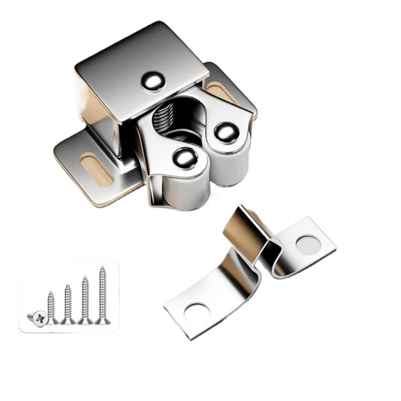 Maryear Silver Double Roller Catch 30Pcs Double Roller Strong Hold Cupboard Cabinet Door Catches With Screws Catch Latch(Silver)
