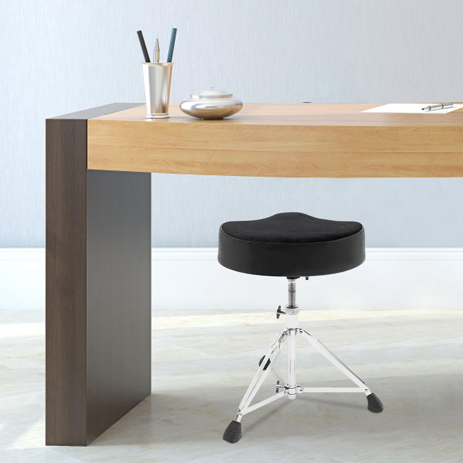 Tabouret de batterie rembourré extra épais - Portable - Chaise de tambour pliable - Hauteur réglable de 45 à 68 cm - Pour bureaux, piano, salles d'étude, studios d'art