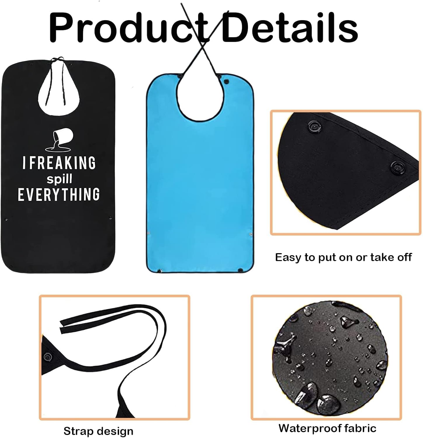 MORJCG Adult Bib, Adult Bibs for Elderly Washable, Waterproof Adult