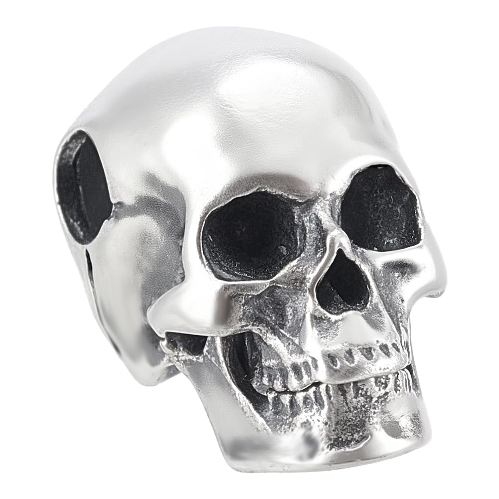 BENECREAT S925 Perlina Distanziatrice Teschio In Argento, Perlina con Ciondolo A Forma di Teschio In Argento Antico Da 13x8.5x12mm per Collana, Bracciale, Gioielli, Accessori Fai Da Te, Foro: 3mm
