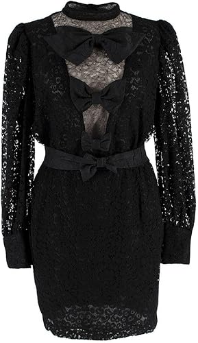 Alessandra Rich Vestido Mini Negro de Encaje con Lazo Segunda Mano