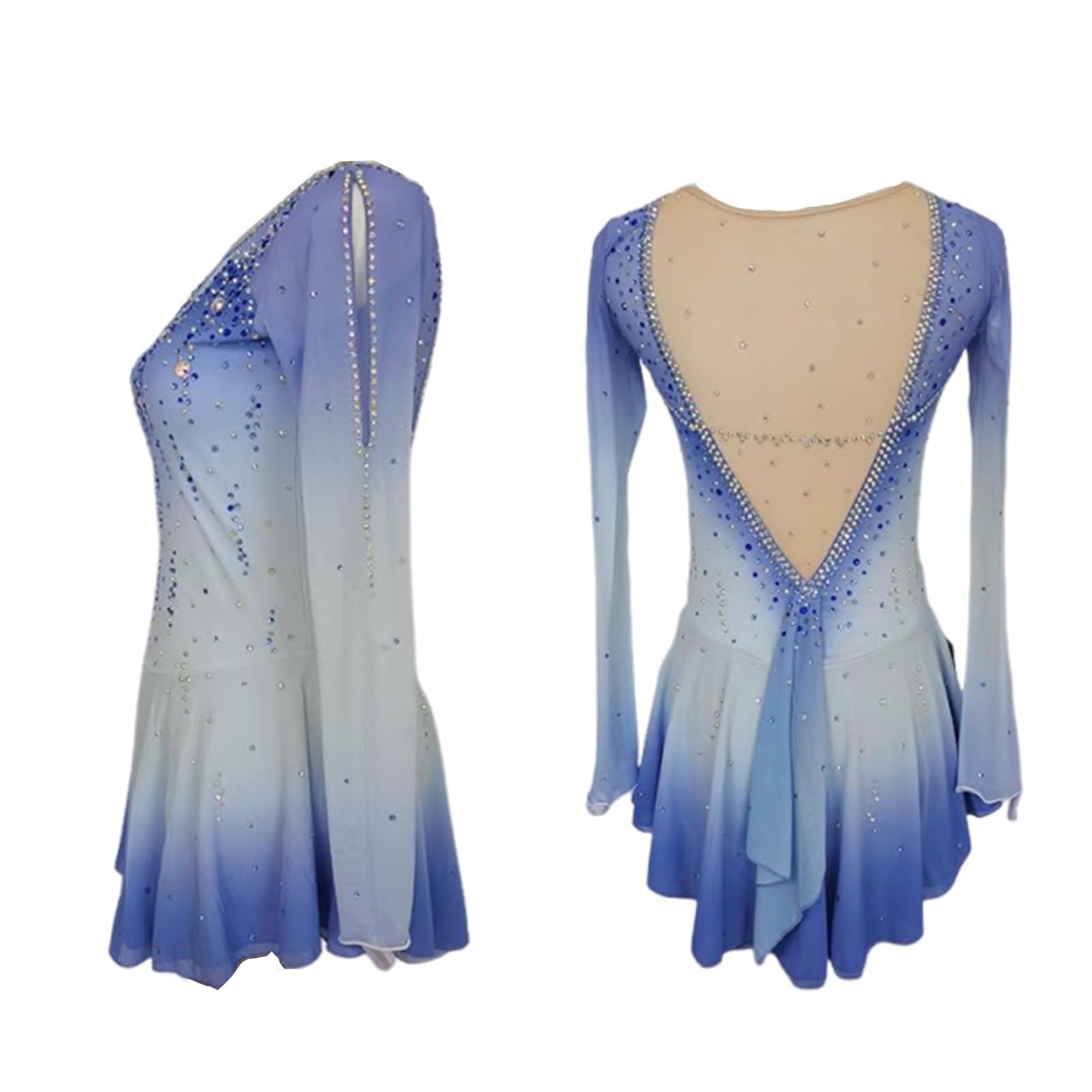 LIUHUO Vestito elegante blu per pattinaggio artistico, per ragazze e donne, vestito da competizione per danza sul ghiaccio, abbigliamento da pattinaggio