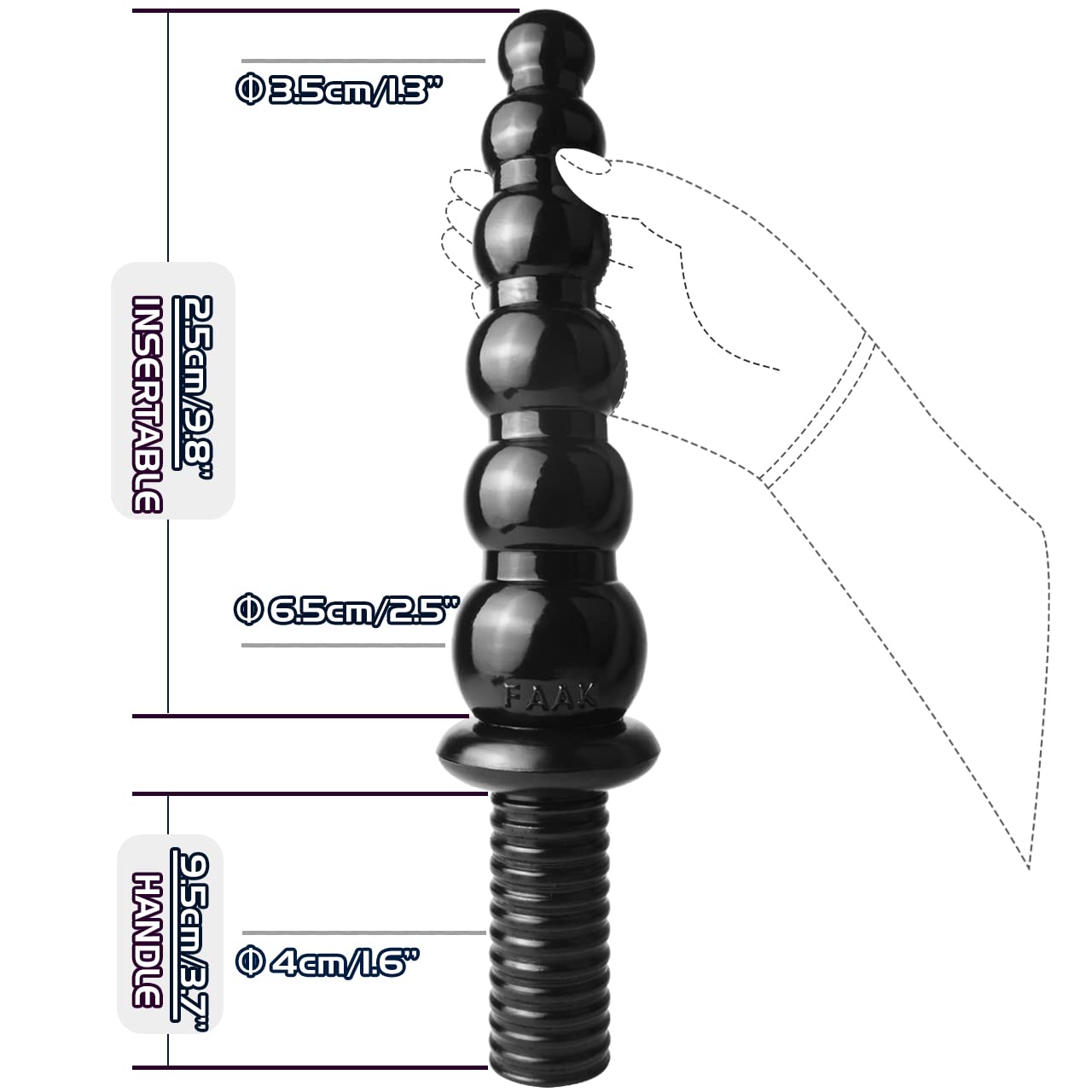 Juguetes sexuales con consolador anal XL erótico,Consolador FAAK multibolas con mango,9,8'' insertable con 6 bolas para los amantes del butt plug,consolador con cuentas para la diversión anal (negro)