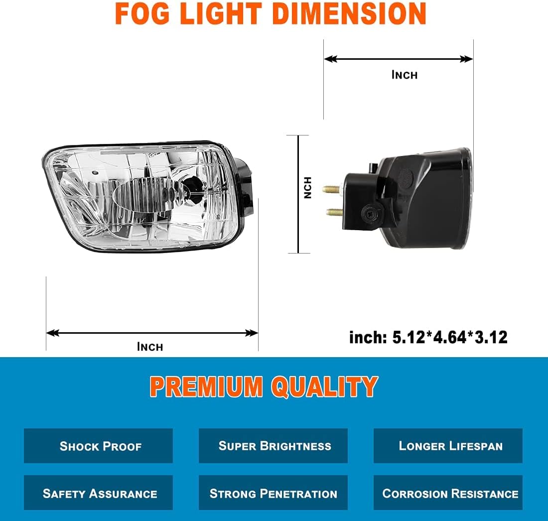 Nixon Offroad Fog Lights for Chevy Trailblazer 2002-2009 for Isuzu Ascender 2003-2008 Fog Lamp Set Driving Fog Light Assembly Replacement 1 Pair