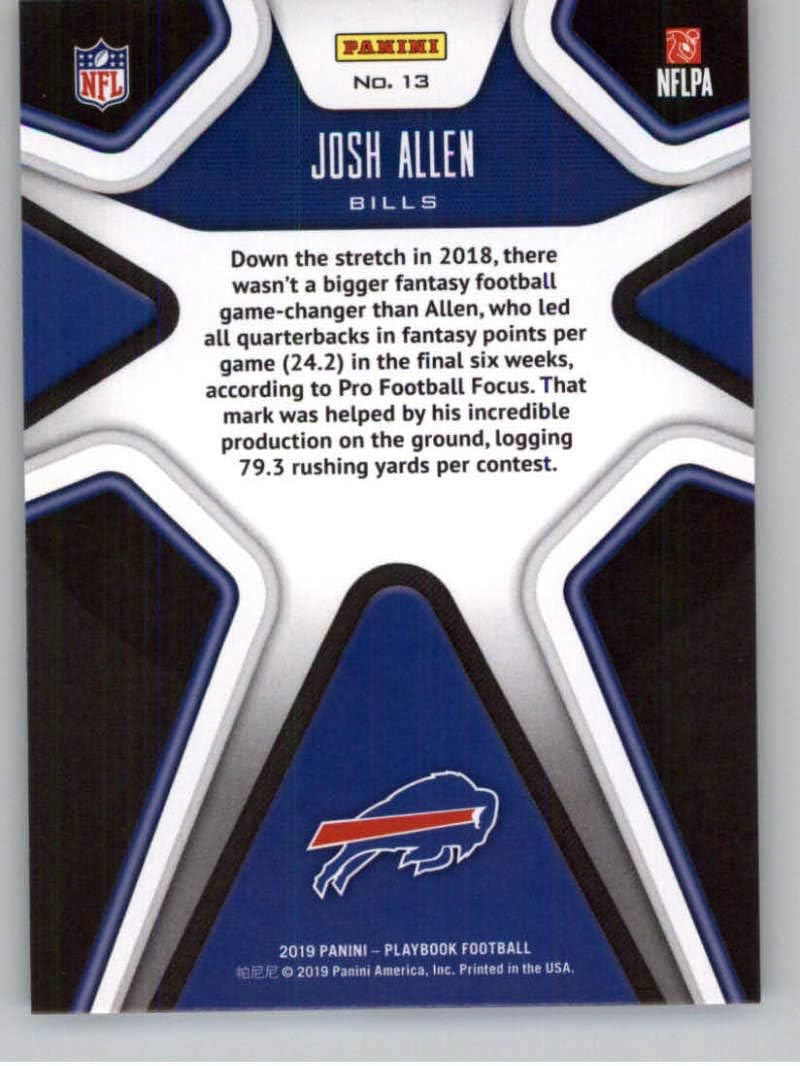 2019 Panini Playbook Xs and Os #13 Josh Allen Buffalo Bills NFL Football Trading Card