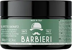 Barbieri DESDE 1963 Gel Efeito Molhado Profissional Italiano para Cabelos Masculinos 350g – Fixação Forte e Brilho Intenso – Wet Look Duradouro – Styling com Glicerina Hidratante – Não Deixa Resíduos