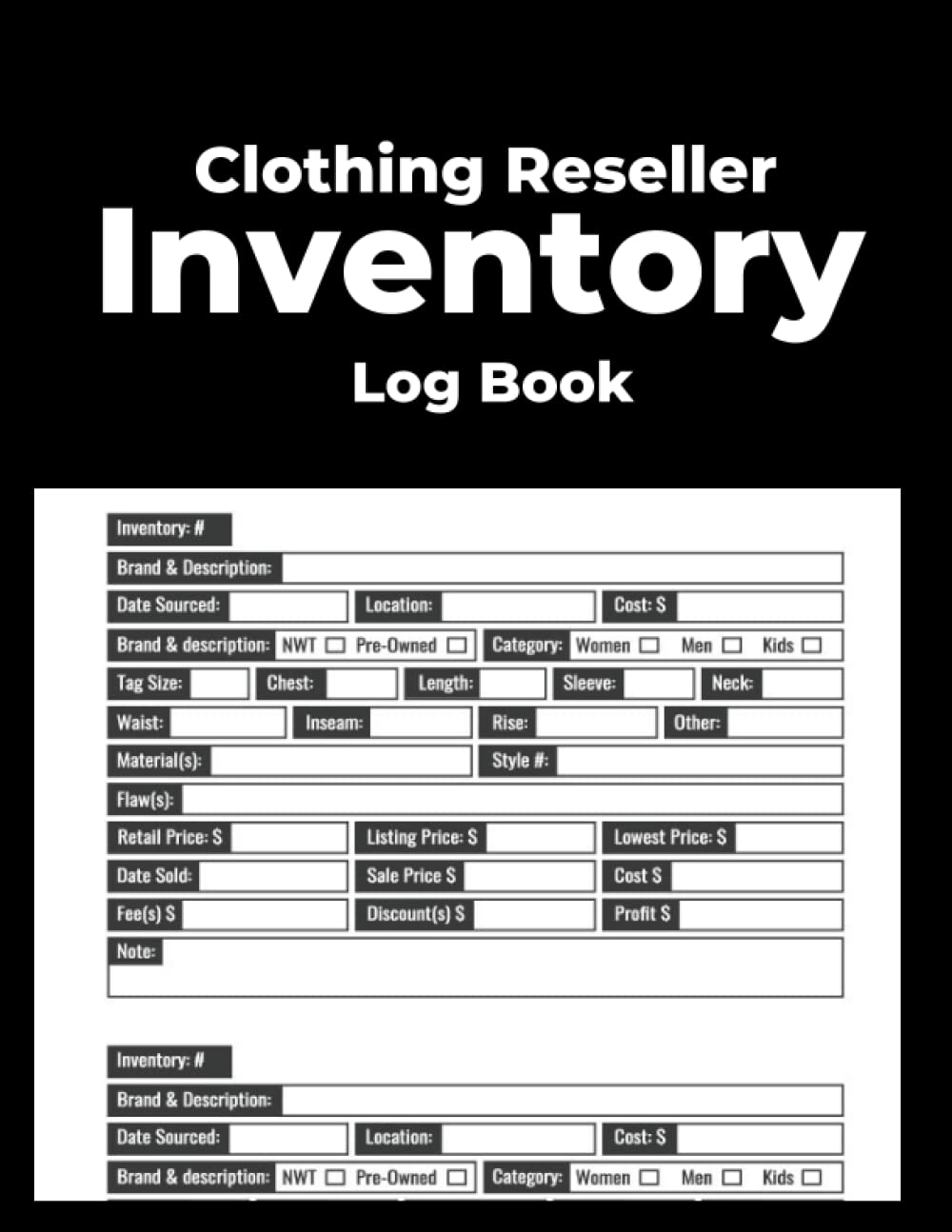 Clothing Reseller Inventory Log Book: Keep Track of Your Items, Best Log Book For Online Clothes Resellers