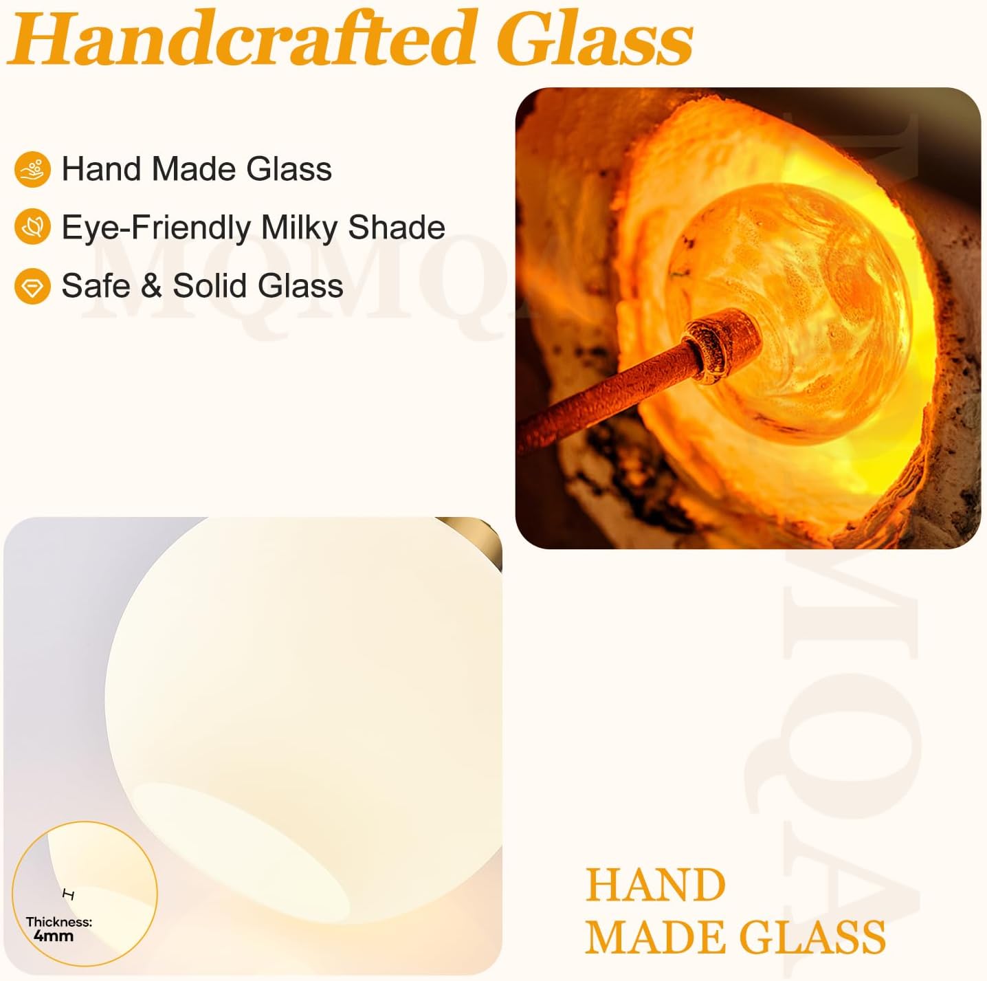 2 Pack 7.2-Inch Globe Pendant Lights, Mid Century Gold Pendant Light Fixtures, Globe Pendant Lights Kitchen Island with Milk Glass Shade Adjustable Hanging Fixture for Dining Room (Bulbs not Included)