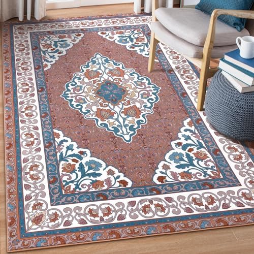 Chicrug Red Area Rugs for Living Room, 4x6 Feet Memory Foam Rugs for