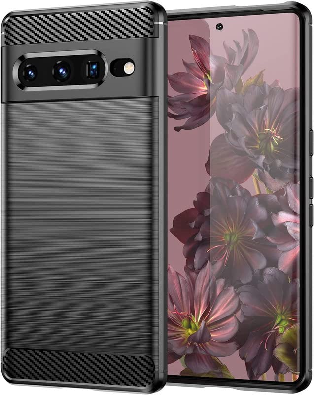 Image of NPRC Hybrid Ultra Slim Protective Case TPU Non-Slip Carbon Fiber Texture Shockproof Case Cover for Google Pixel 7 pro - Black