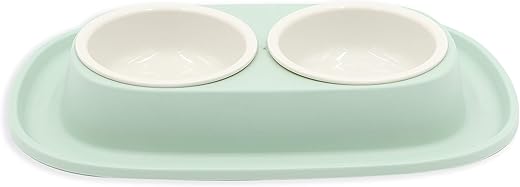 Aimé Comedero Y Bebedero Doble para Perros Y Gatos con Dos Cuencos Extraíbles y Base Antideslizante y Antiderrames 2X 230 ml