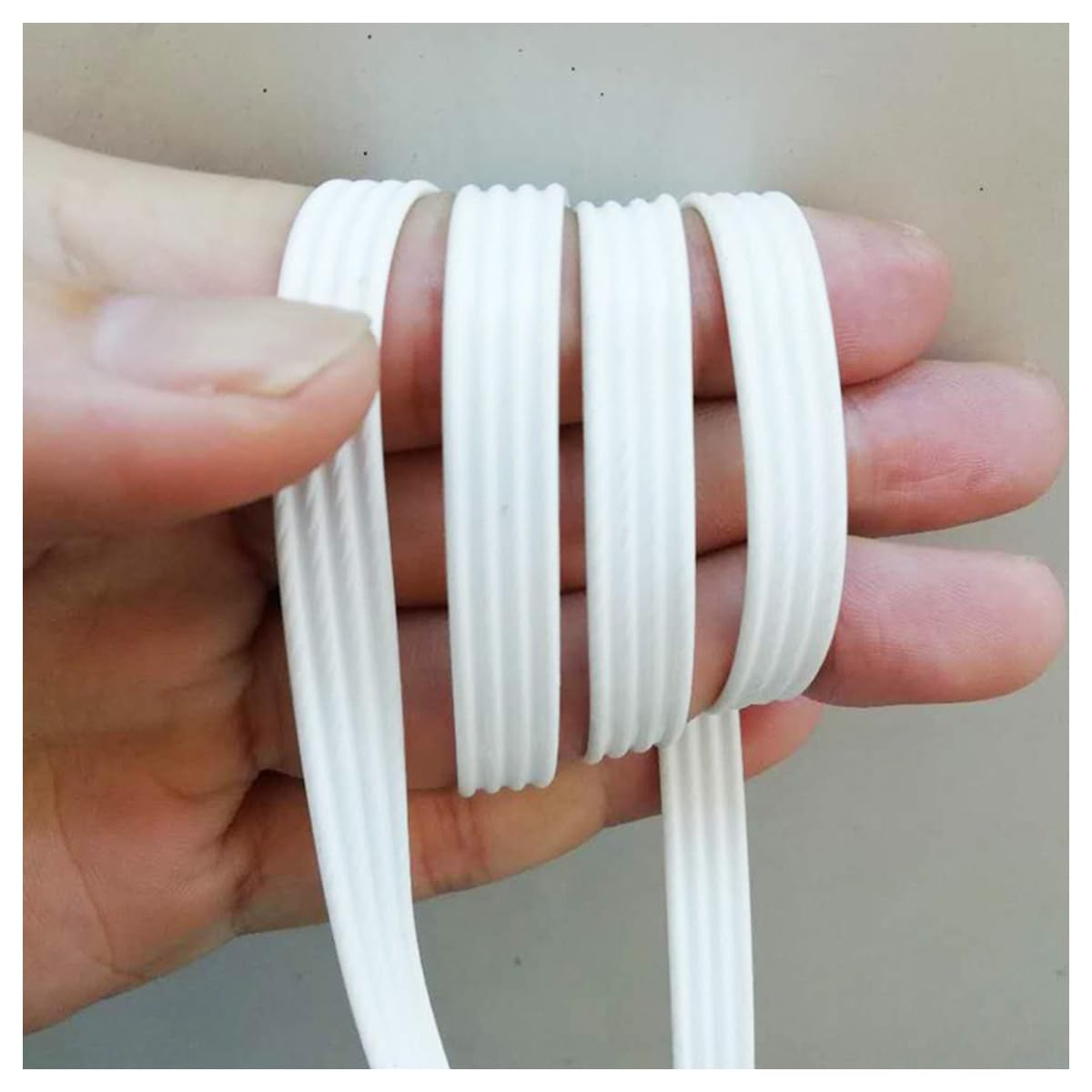 213ft PE Flat Rattan Woven Rope, Plastic Wicker Furniture Repair Rattan, Synthetic Rattan Replacement Material for Patio - White Double-Sided