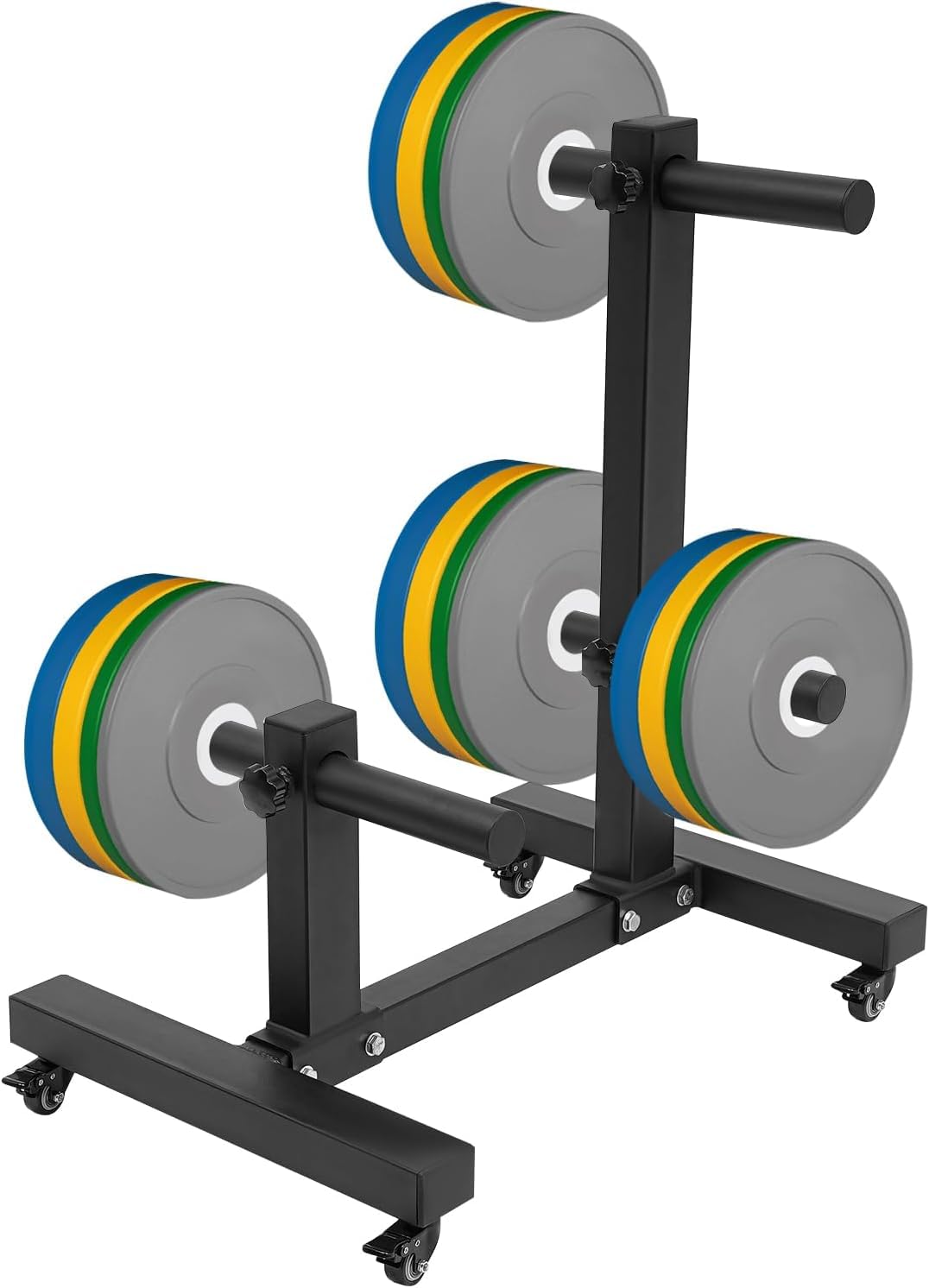 TYB Olympic Weight Plate Rack Tree, Portable Weight Tree, Bumper Plate Holder, Weight Tree Rack with Locking Wheels, 550KG Capacity-image-21