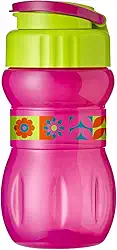 Garrafa Squeeze TIBA Infinity Decorada 350 ml Rosa com Verde Neon