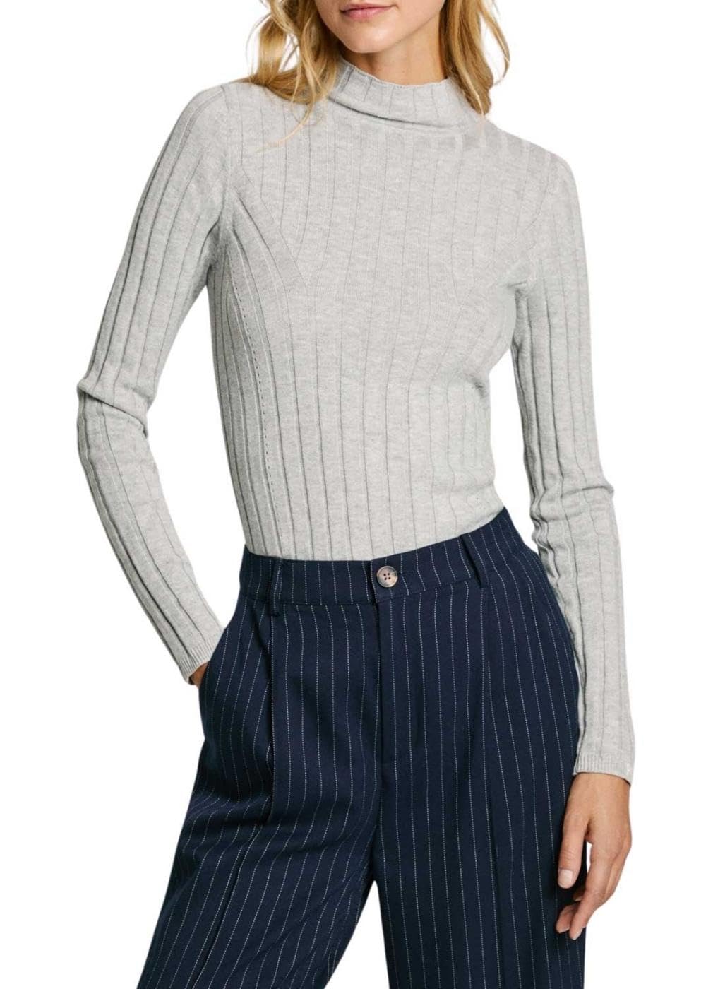 Pepe Jeans Women's Izabel Turtleneck, Knitwear, Grey, S