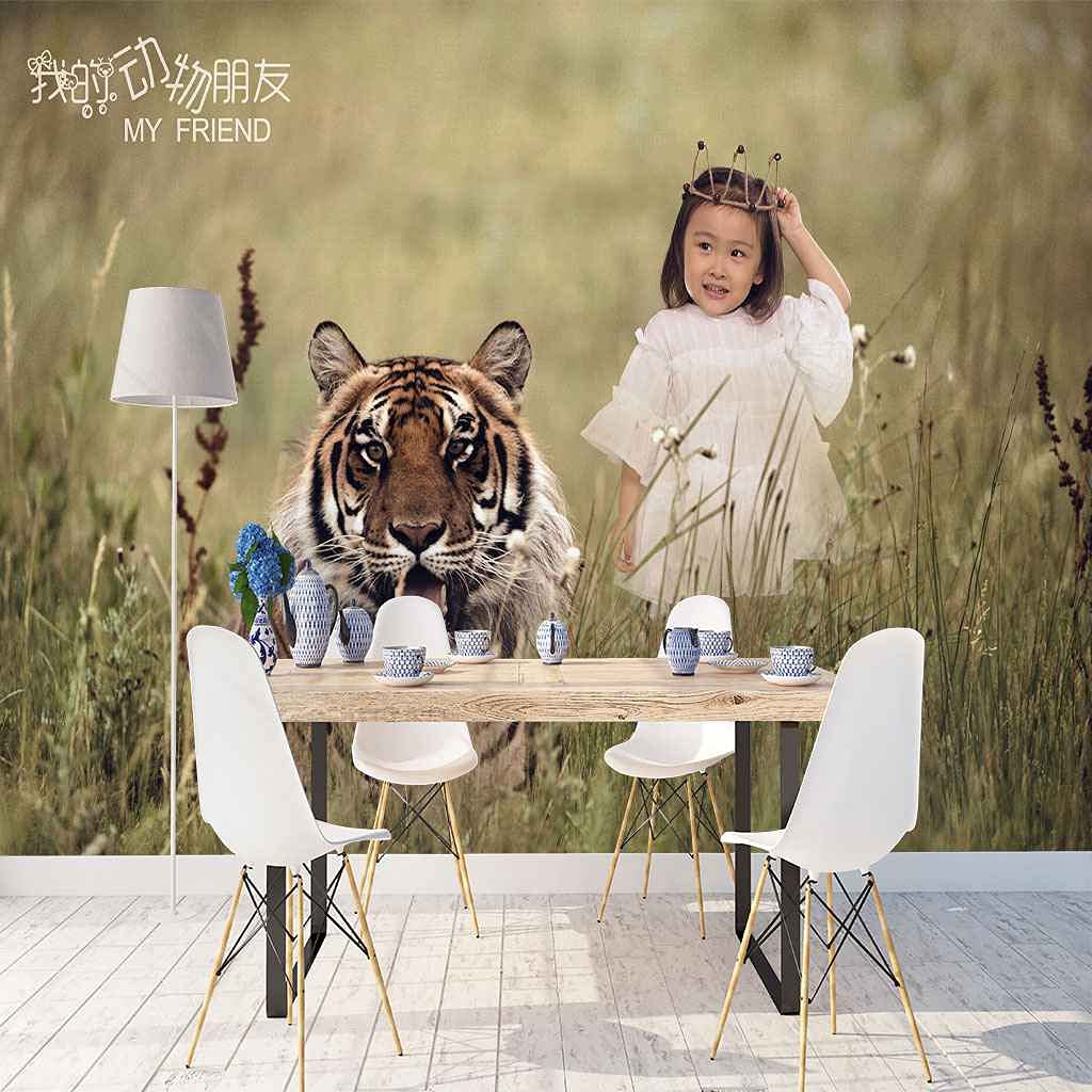 Papier Peint Toile Panoramique 3D Tigre Poster Mural Géant
