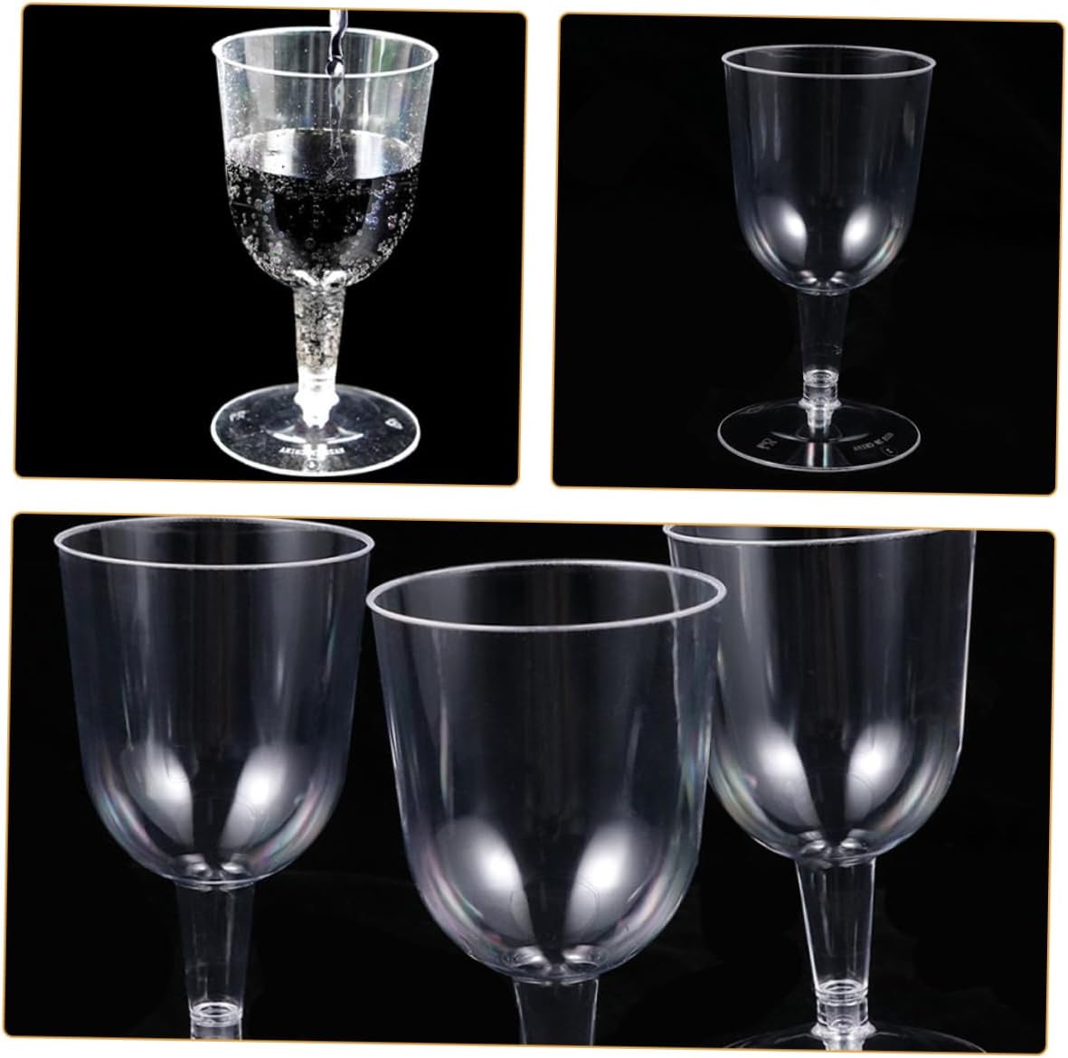 48Pcs Clear Plastic Wine Cups with Detachable Bottom Reusable Party Goblets for Weddings Bars and Festivals Drinkware for Cocktails Whiskey Juice