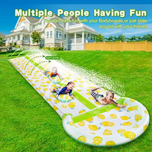 Panadajoy Inflatable Lawn Water Slide With Sprinkler, Lawn Water Slide Summer Slip Toy With 2 Bodyboards, Sports Outdoor Garden Backyard Water Play Toys For Adults Kids Family Games #TOP1